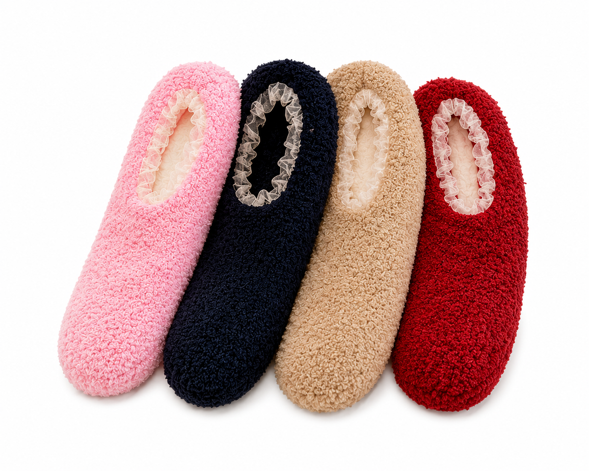 Ultra Soft Fuzzy Slipper Socks with Non-Slip Flower Grips 1 Pair