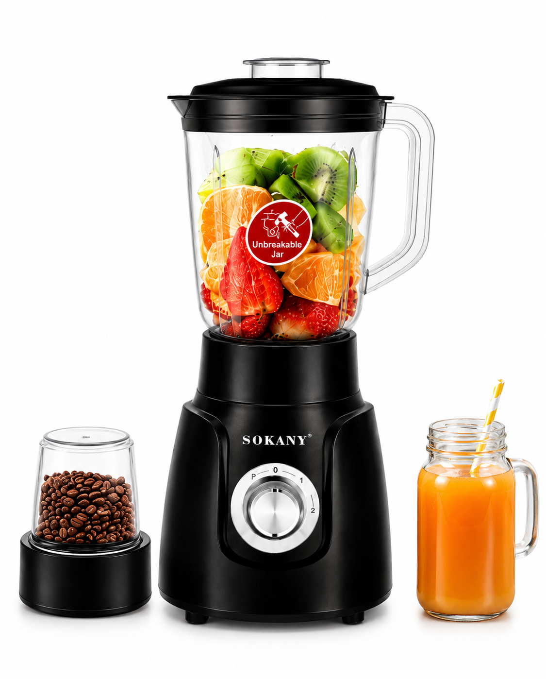 SOKANY 2-in-1 Blender & Coffee Grinder | 1.6L | 500W | SK-185