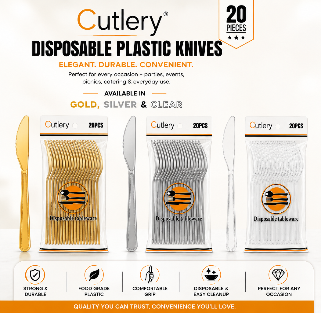 Premium 20 Piece Disposable Plastic Knifes