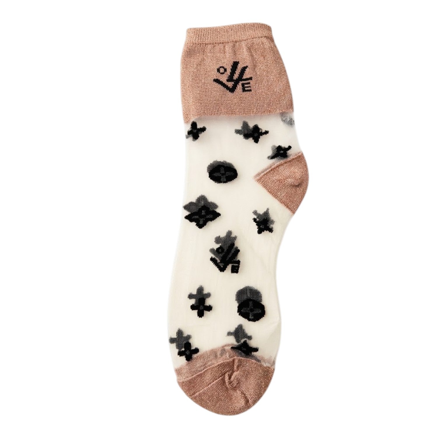 Transparent Mesh Fashion Socks with Glitter Trim | 1 Pair