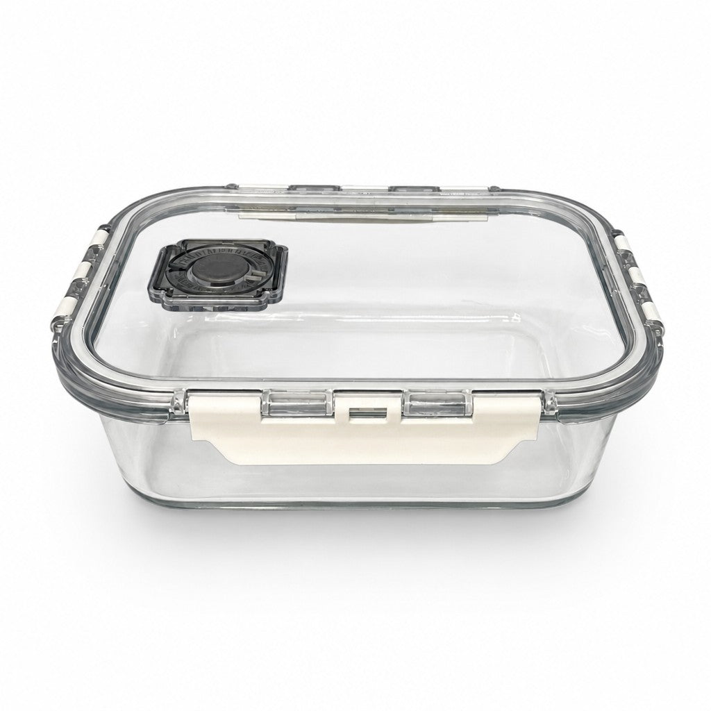 800ml Rectangular Glass Food Containers with Vented Locking Lids (Pack of 2)
