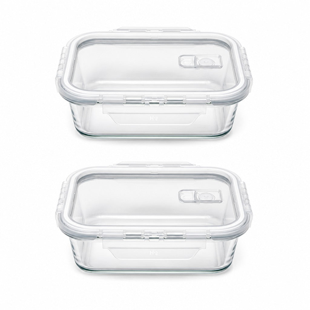 1480ml Extra-Large Rectangular Glass Storage Containers with Vent Lids (Pack of 2)