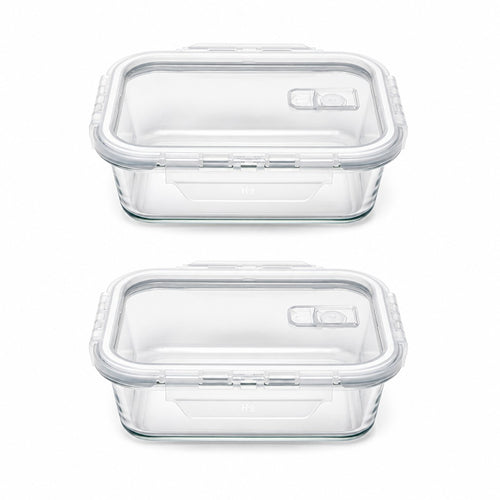 1480ml Extra-Large Rectangular Glass Storage Containers with Vent Lids (Pack of 2)