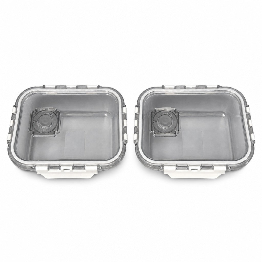 900ml Square Glass Meal Storage Containers with Vented Clip Lids (Pack of 2)