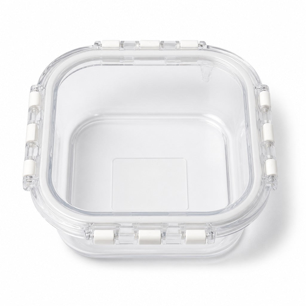 800ml Square Glass Meal Prep Containers with Vented Clip Lids (Pack of 2)