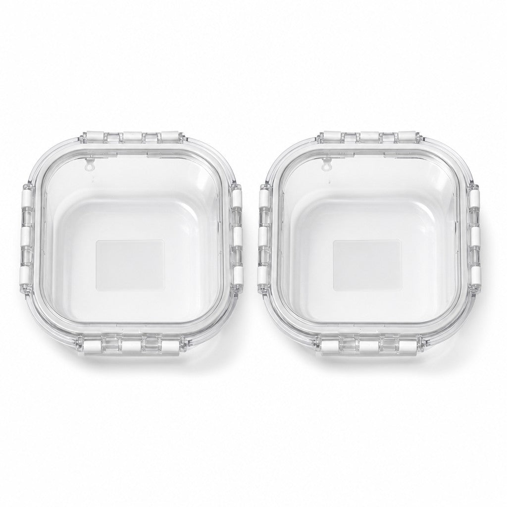 800ml Square Glass Meal Prep Containers with Vented Clip Lids (Pack of 2)