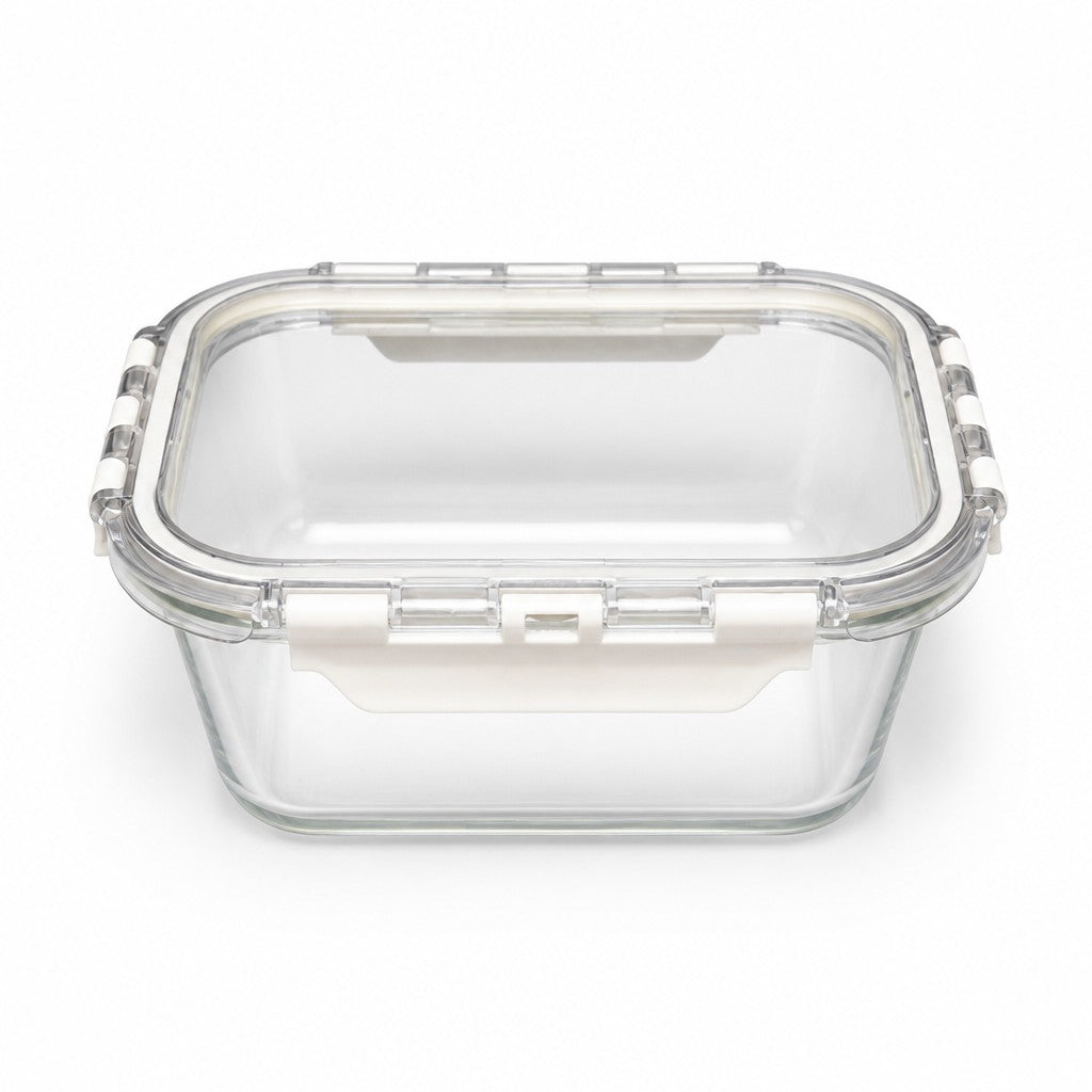 900ml Deep Rectangular Glass Meal Prep Containers with Airtight Clip Lids (Pack of 2)