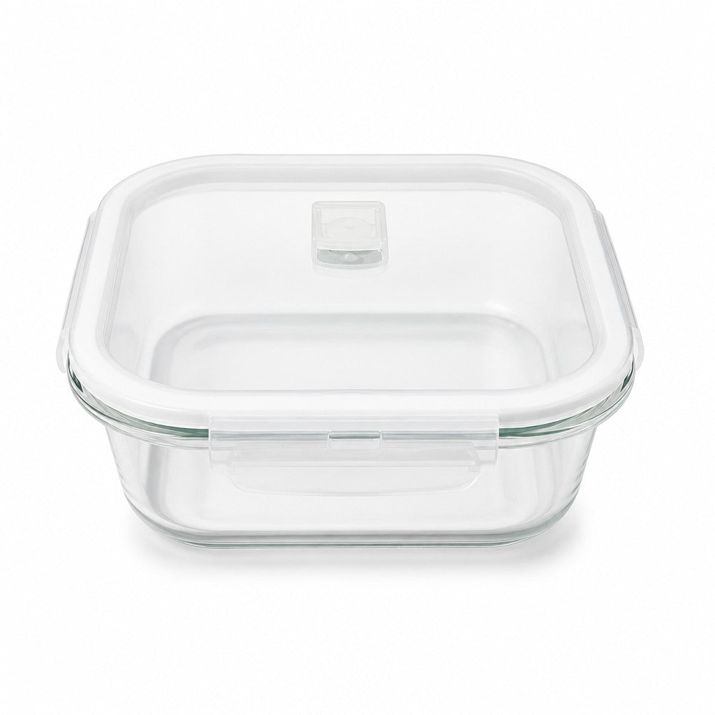 800ml Square Glass Meal Prep Containers with Vented Clip Lids (Pack of 2)