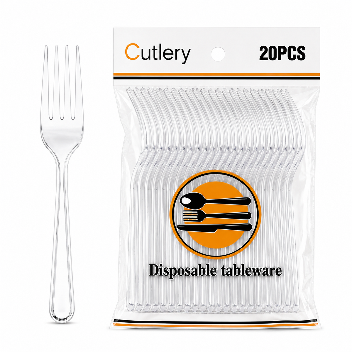 Premium 20 Piece Disposable Plastic Forks