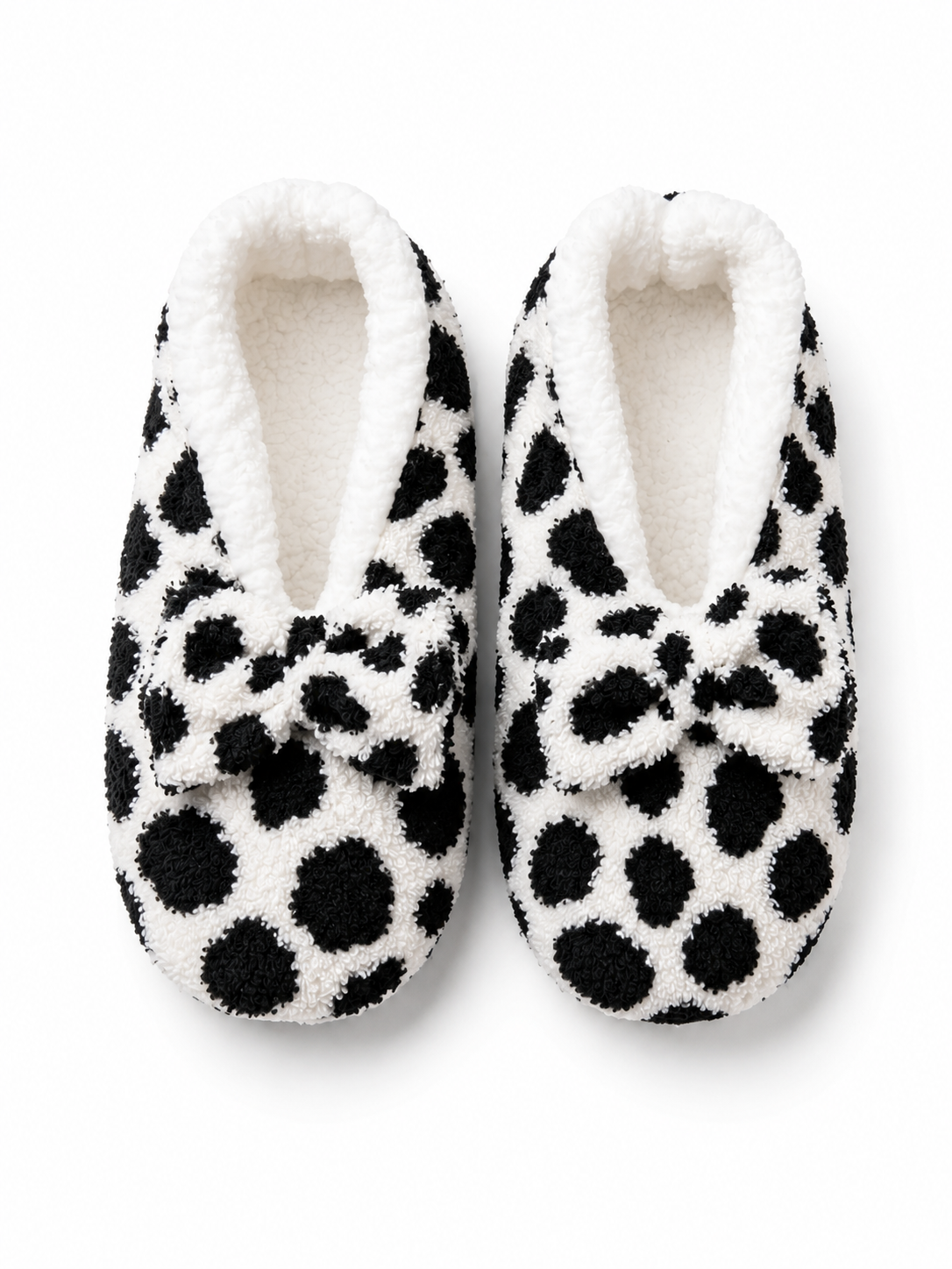 Chic Chevron Plush Slipper Booties with Bow Accent