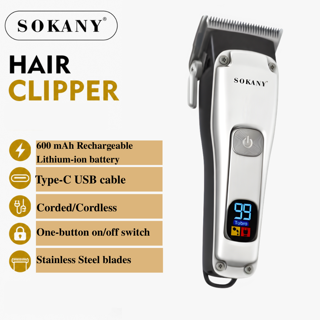 Sokany Professional Hair Clippers | Corded & Cordless Hair Trimmer Clipper