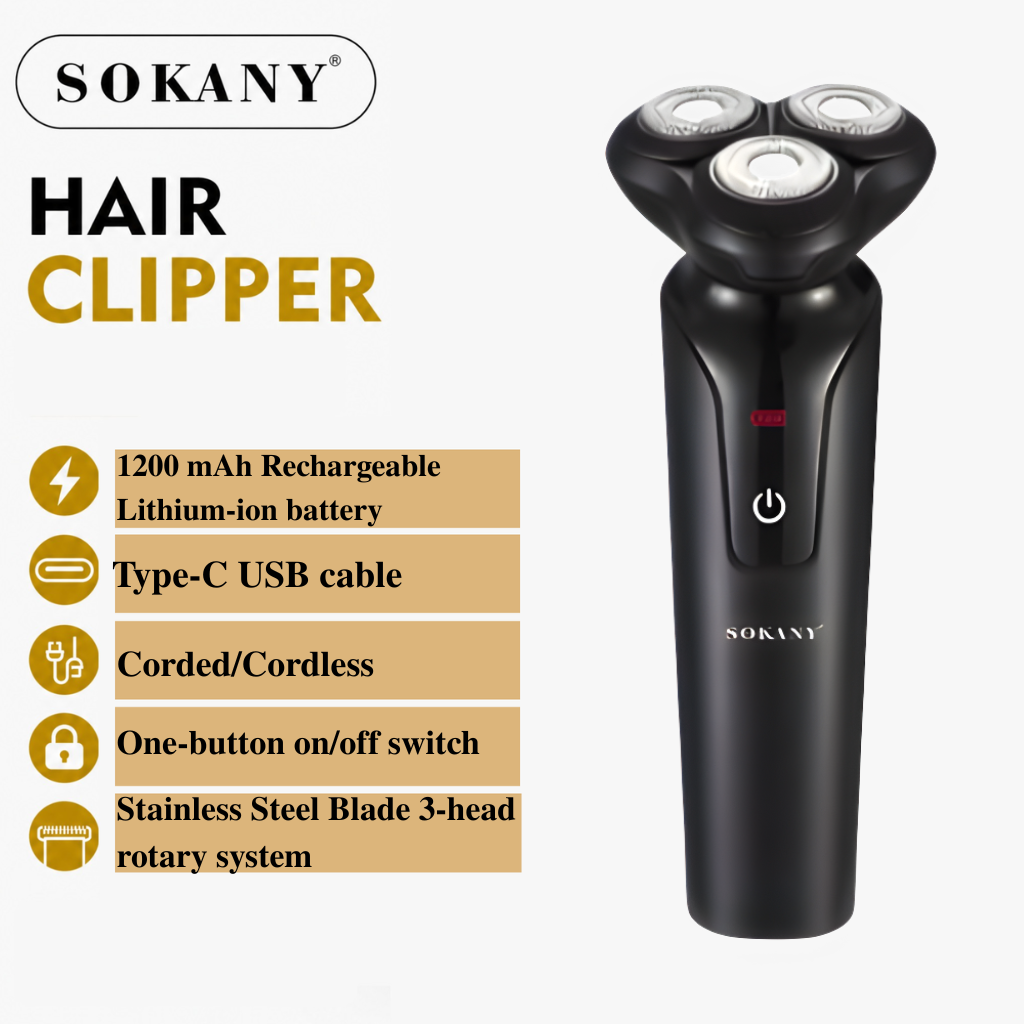 Sokany Electric Shaver for Men | Rechargeable Wet & Dry Electric Razor