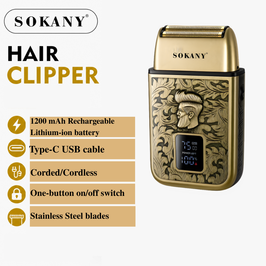 Sokany Electric Shaver for Men | Rechargeable Wet & Dry Rotary Razor