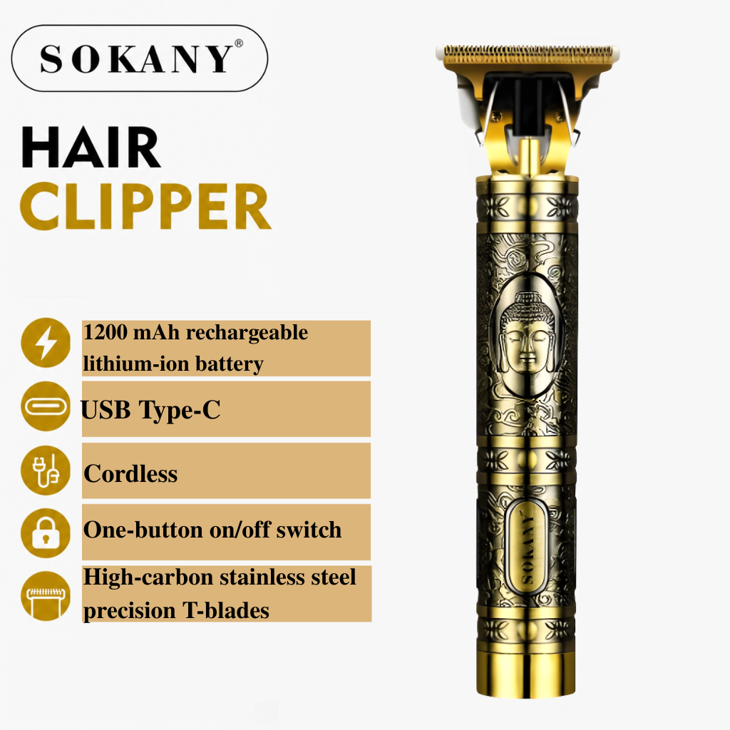 Sokany Retro Hair Clipper | USB Rechargeable Professional Trimmer