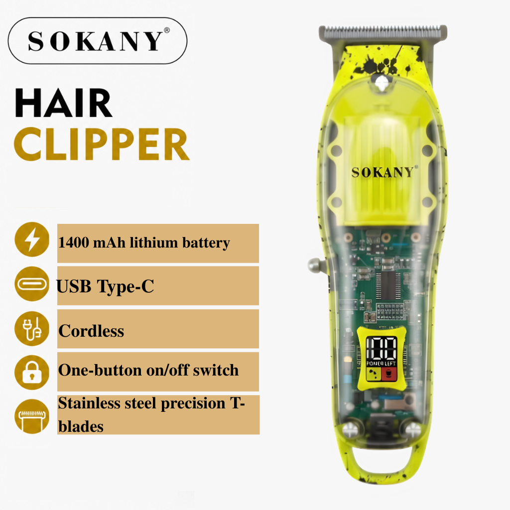 Sokany Clear Body Precision Trimmer | Professional Hair Clipper Set