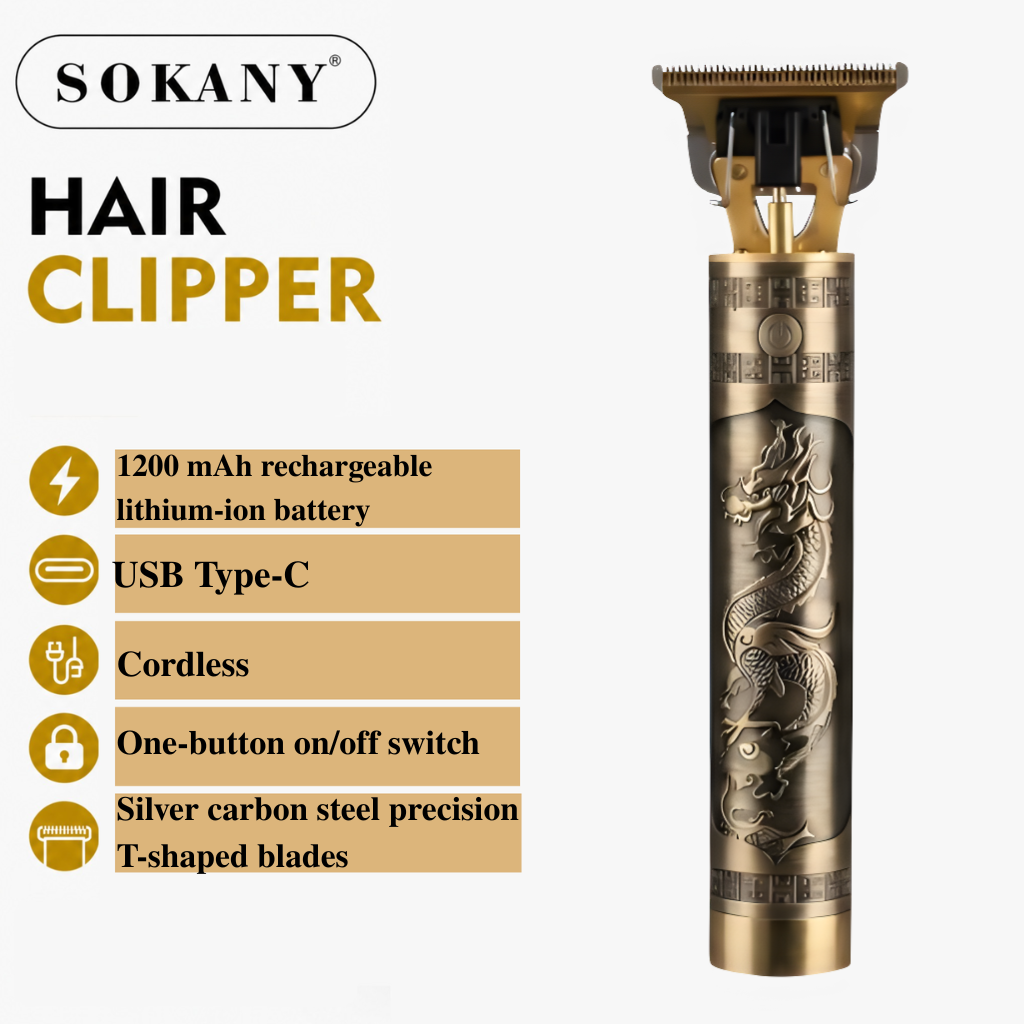 Sokany Professional Hair Clipper | Heavy-Duty Cordless Barber Trimmer