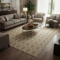 Modern Geometric Area Rug - Beige With White Geometric Lines