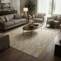 Modern Geometric Plaid Area Rug – Yellow & Grey Block Carpet