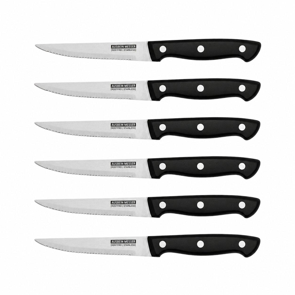 6-Piece Steak Knife Set – Premium Stainless Steel Serrated Steak Knives with Ergonomic Triple-Rivet Handles