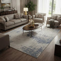 Abstract Distressed Area Rug – Slate Blue & Grey Carpet