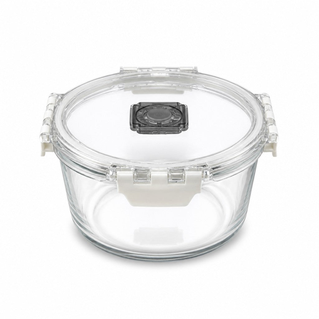 800ml Deep Round Glass Meal Prep Containers with Vented Clip Lids (Pack of 2)