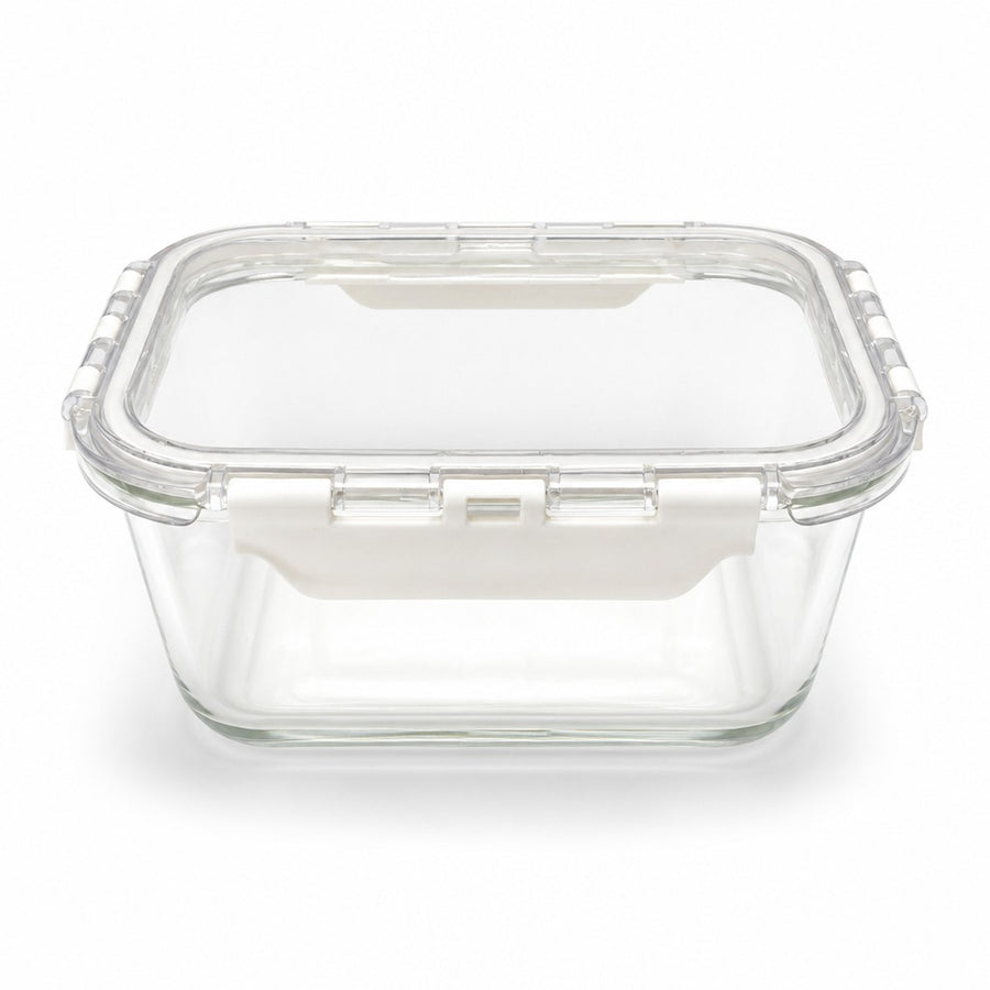 1100ml Square Glass Meal Prep Containers with Airtight Clip Lids (Pack of 2)