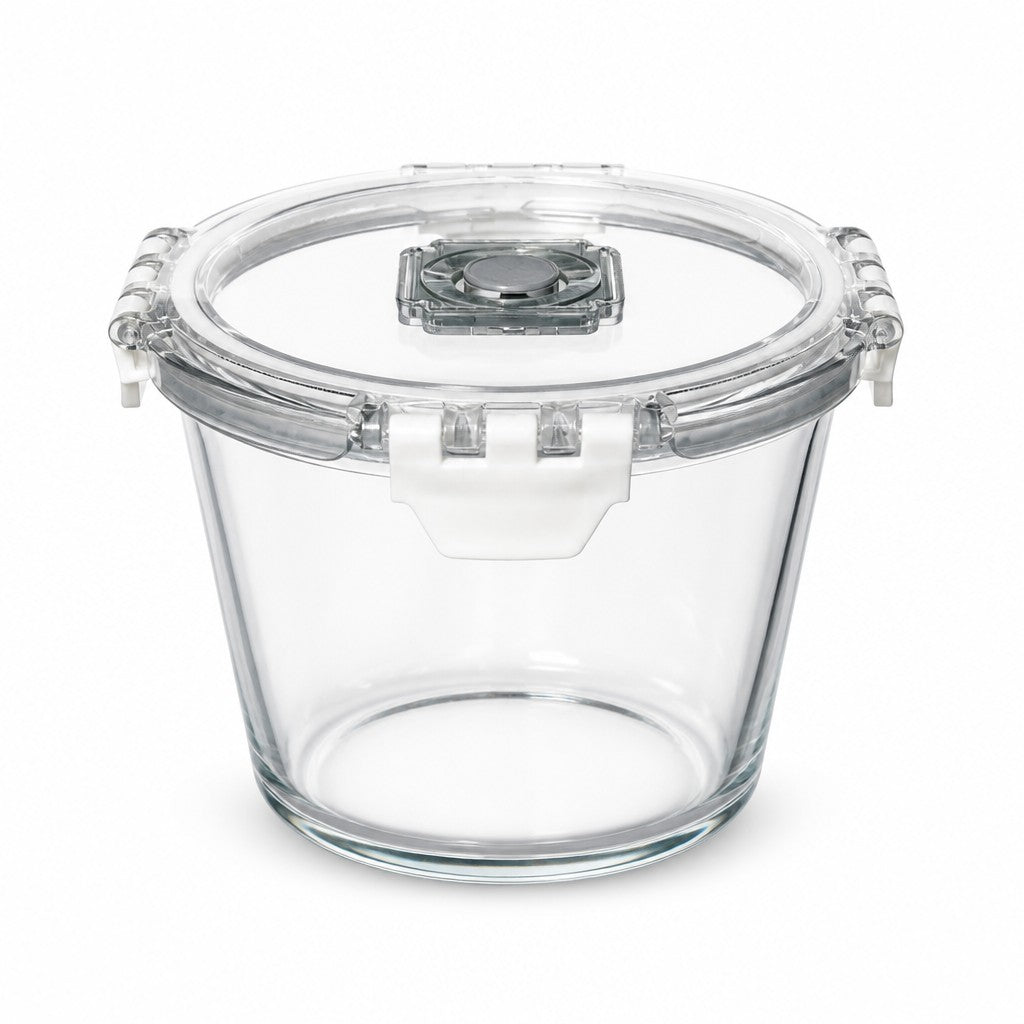2000ml Extra-Deep Round Glass Food Storage Containers with Vented Clip Lids (Pack of 2)