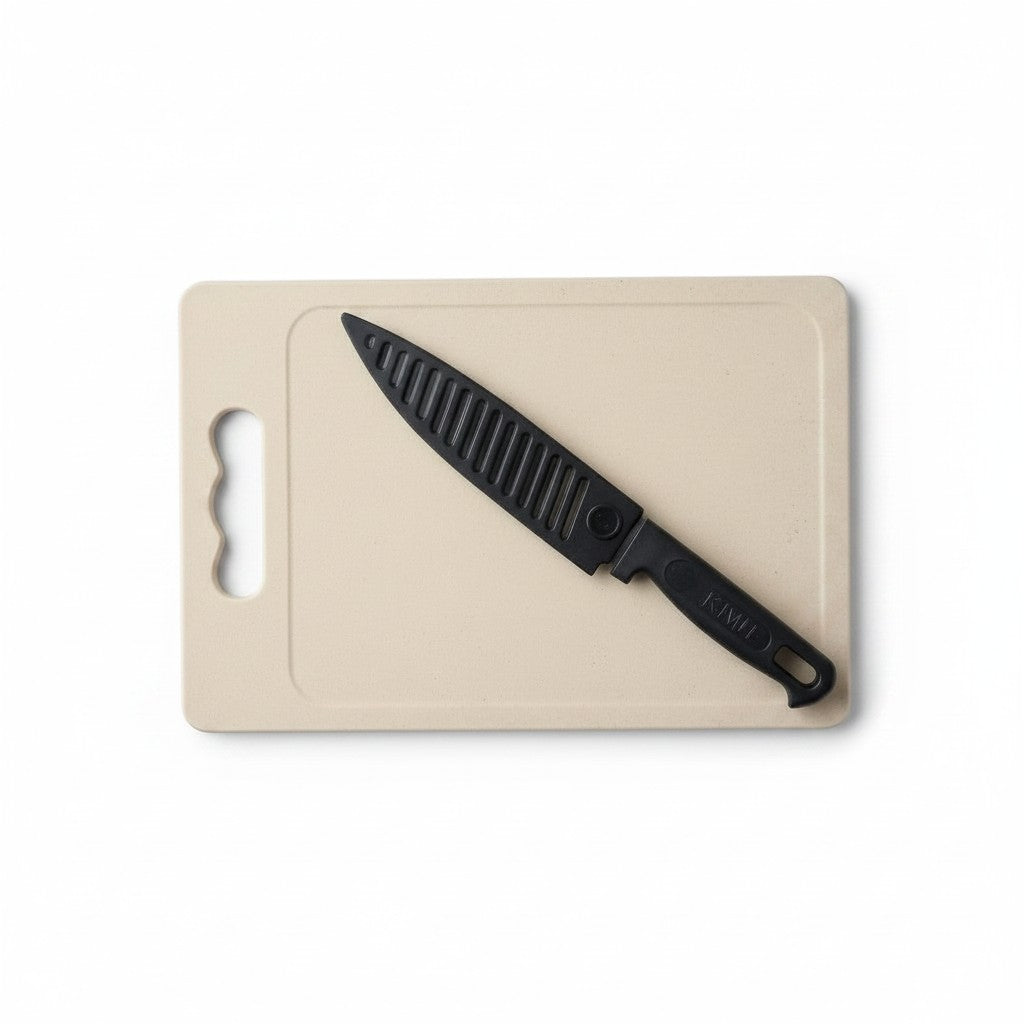 Vegetable Cutting Board & Stainless Steel Prep Knife Combo Set – Non-Slip Grey Chopping Board