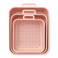 3 Piece Nesting Plastic Strainer Baskets with Handles – Multi-Purpose Kitchen & Home Storage Organizers