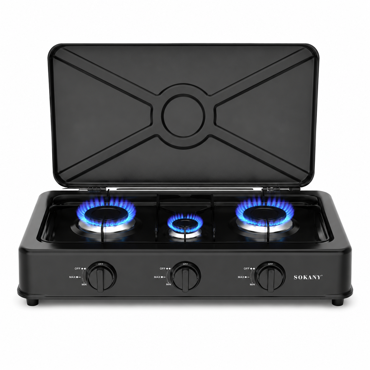 SOKANY Gas Stove | Heat Output Of 5.4kW | 3-Burner Gas Stove