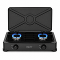 SOKANY Double Burner Gas Stove | 4.4 kW Heat Output | Fold-Down Lid