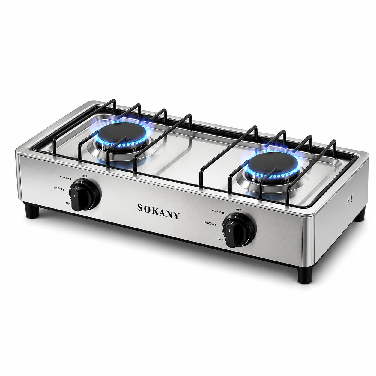 SOKANY Gas Stove | 4.4kW Total Heat Output | 2-Burner Gas