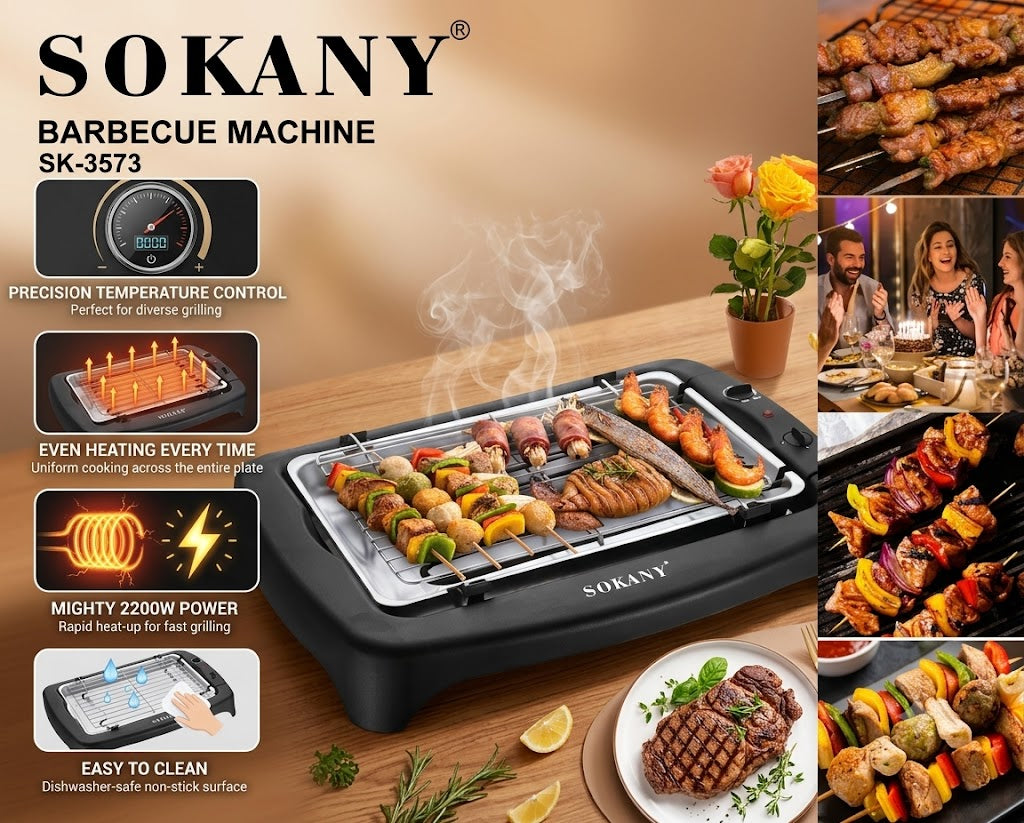 SOKANY Electric Barbecue Grill | Smokeless Indoor & Outdoor Grill | SK-3573