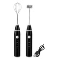 Electric Milk Frother & Hand Mixer | Stainless Steel Whisk