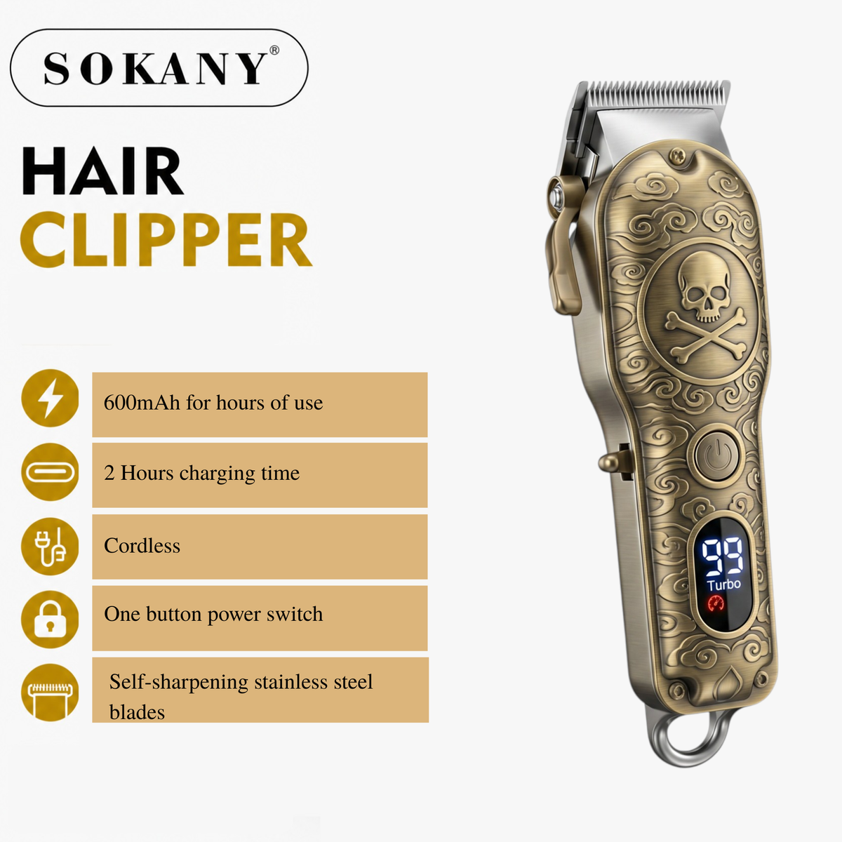 Sokany Professional Hair Clippers | Corded & Cordless Hair Trimmer Clipper