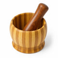 Striped Bamboo Mortar and Pestle Set – Wooden Herb & Spice Grinder