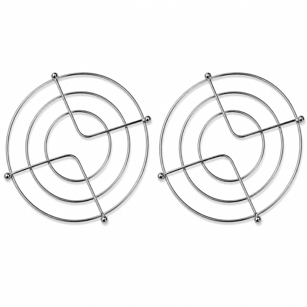 Stainless Steel Metal Trivet Stand – Round Hot Plate & Pot Holder Ring, 2 Pack