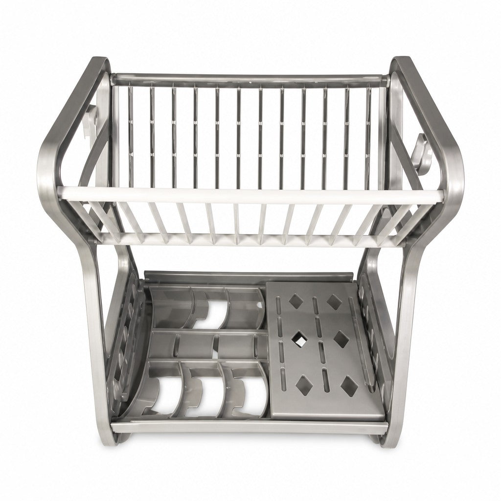 2-Tier Plastic Dish Drying Rack | Compact Countertop Kitchen Organizer