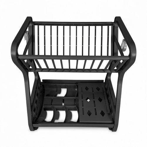 2-Tier Plastic Dish Drying Rack | Compact Countertop Kitchen Organizer