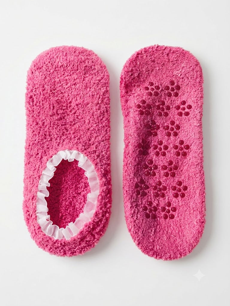 Ultra Soft Fuzzy Slipper Socks with Non-Slip Flower Grips 1 Pair