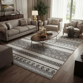 Tribal Geometric Southwestern Area Rug – Grey & Ivory Carpet