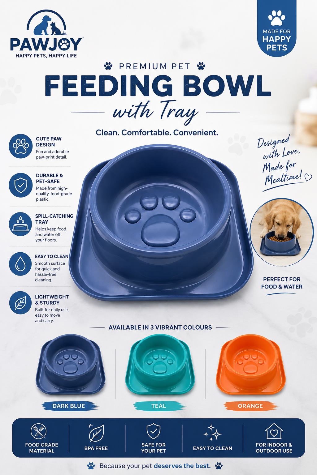 Pet Feeding Bowl With Tray