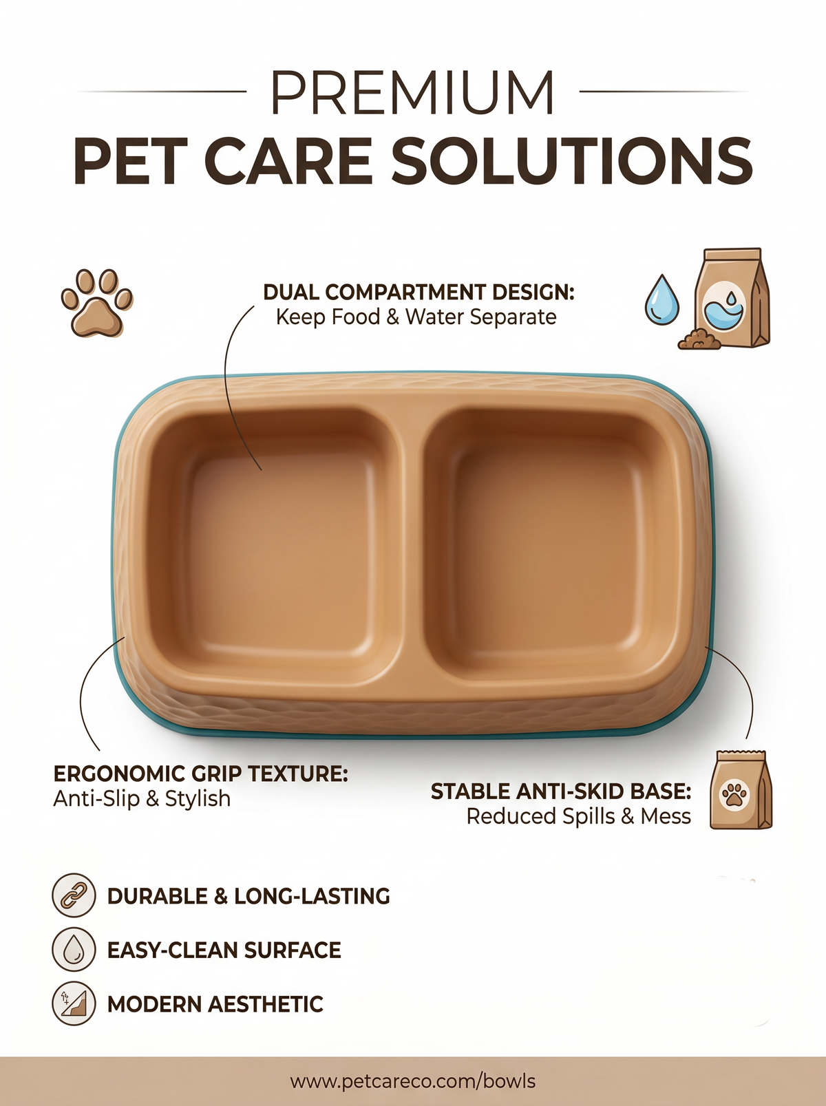 Double Pet Feeding Bowl