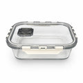 INOUTHOMECO 1L glass food storage container with airtight locking lid and built-in steam vent for meal prep.