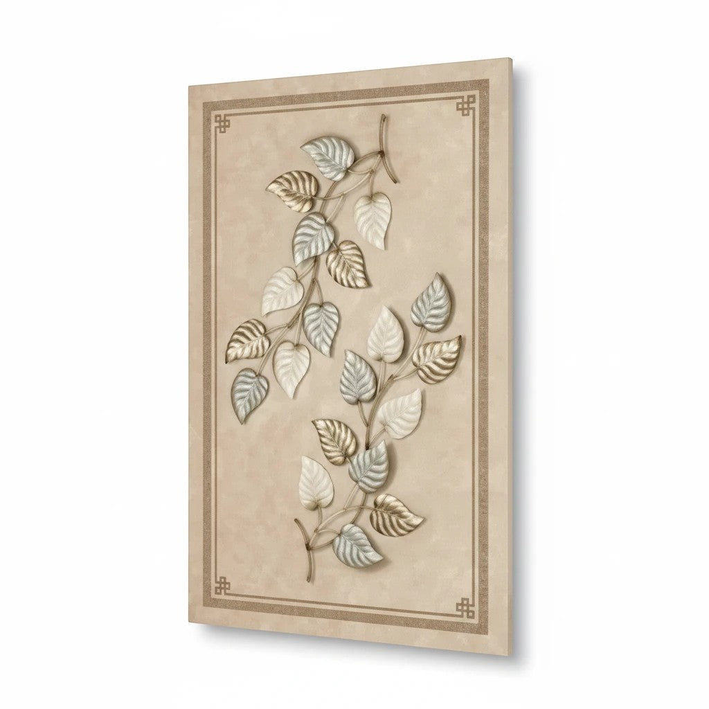 INOUTHOMECO beige and sage botanical area rug with sculpted leaf vines and a classic bordered design