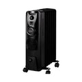 INOUTHOMECO 2200W black 7-fin portable oil-filled radiator heater with smart temperature controls and rolling wheels