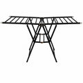 INOUTHOMECO 2-tier foldable black steel clothes drying rack with fold-out side wings for laundry