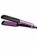 INOUTHOMECO ceramic hair straightener with black housing and metallic purple plates, featuring a swivel cord.