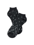 INOUTHOMECO charcoal grey men's ankle socks with a subtle white paisley and floral pattern for everyday comfort.