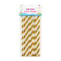 INOUTHOMECO JIN CHU pack of 25 gold metallic striped paper straws for parties and events